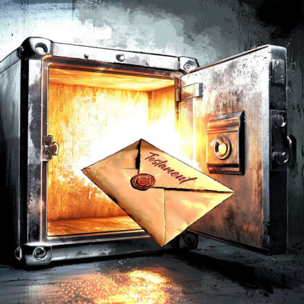 Work Editorial conceptual illustration newspaper painting testament tresor safe treasure Kornel Illustration | Kornel Stadler