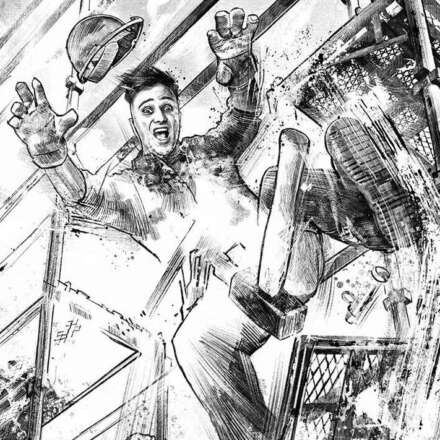 Work Illustration making of skizzen skizze editorial magazin accident action falling geruest strurz Kornel Illustration | Kornel Stadler