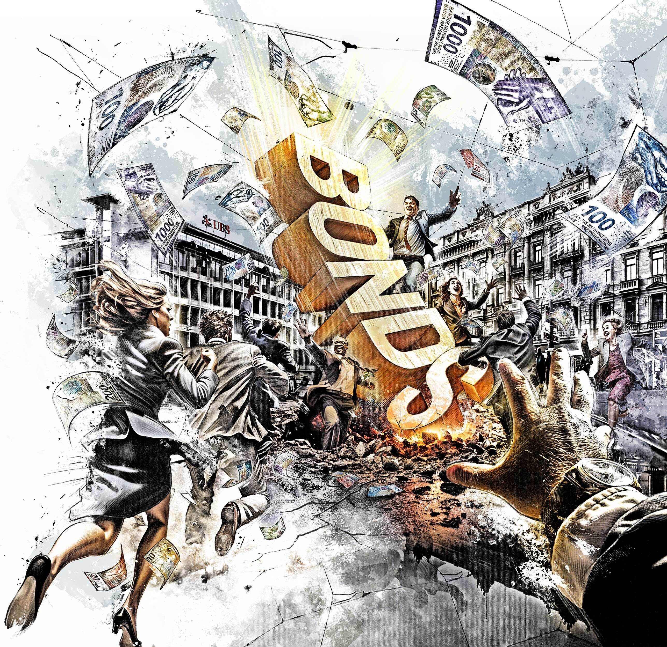 Bonds Investment Paradeplatz schweiz magazineillustration conceptualillustration bilanz Schweizer Wirtschaftsmagazin - Kornel Illustration | Kornel Stadler portfolio