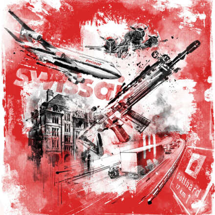Work Schweiz terror tschanun gotthard swissair grounding editorial illustrastion Kornel Illustration | Kornel Stadler
