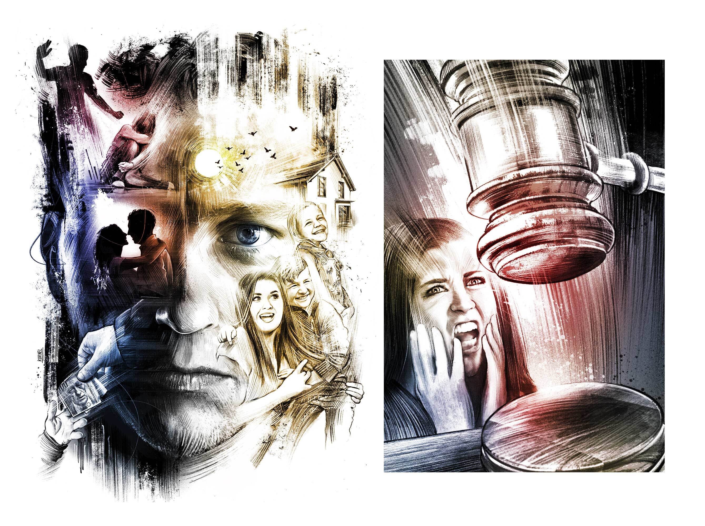 Doppelleben Illustration sonnenseite schattenseite - Kornel Illustration | Kornel Stadler portfolio
