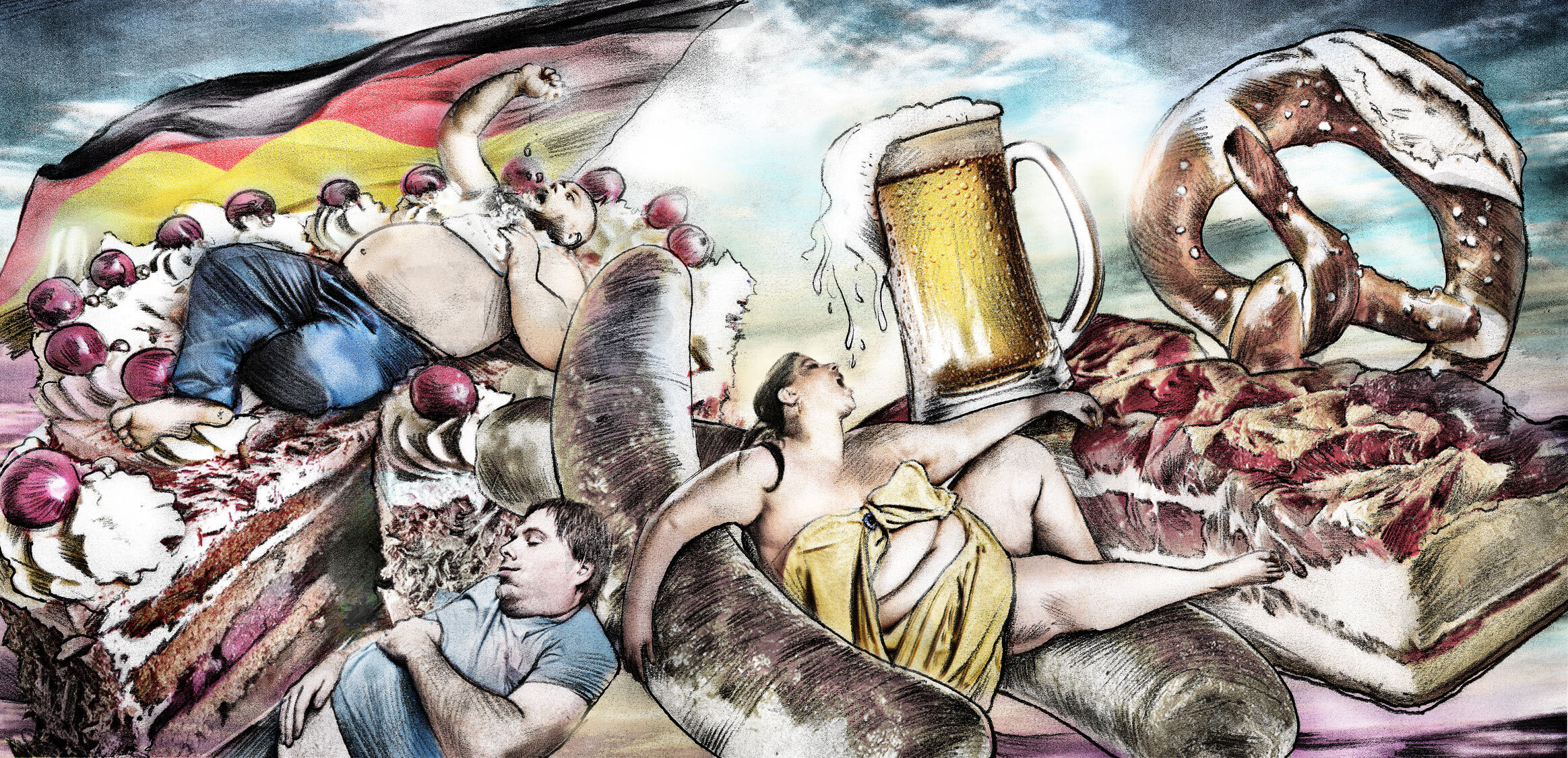 Schlaraffenland Deutschland Illustration Editorial - Kornel Illustration | Kornel Stadler portfolio