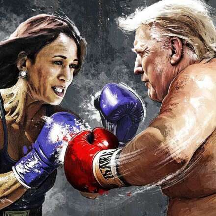 Work Presidential debate TV duell kamala harris donald trump boxing match box use us elections president wahlen newspaper editorial illustration drawing painting conceptual concept Kornel Illustration | Kornel Stadler