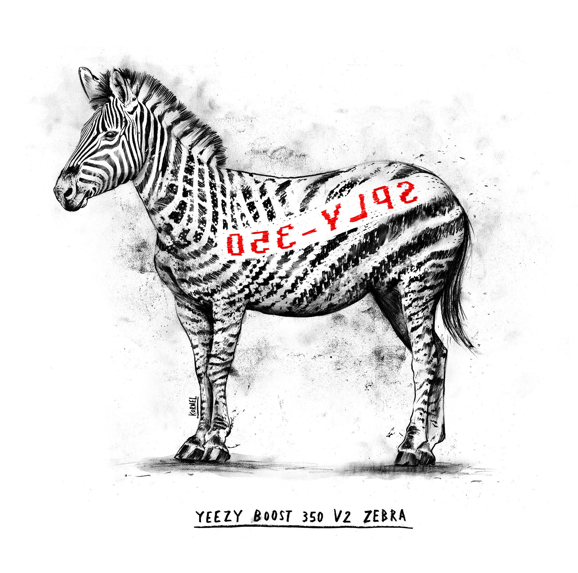 Yeezy boost v2 zebra artwork - Kornel Illustration | Kornel Stadler portfolio