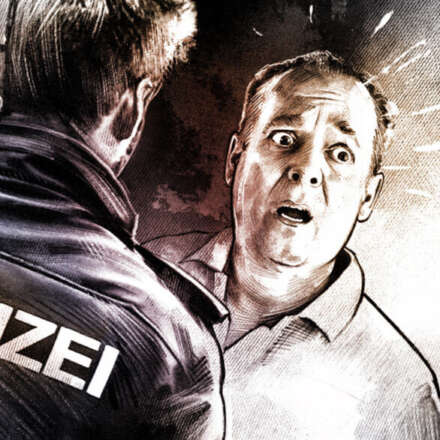 Work Illustration mystery polizei trauma dark crime scene donkeys eselstall Kornel Illustration | Kornel Stadler