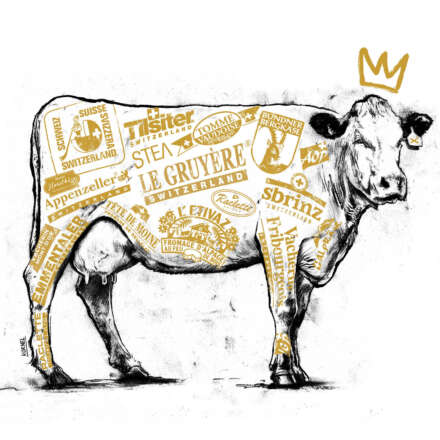Work Swiss cheese awards schweizer kaese kuh cow schweiz switzerland illustration drawing king emmentaler sprint gruyere tilsiter Kornel Illustration | Kornel Stadler