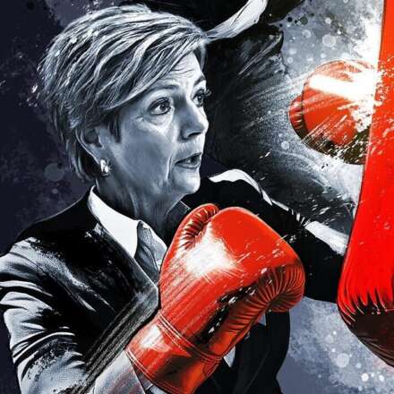 Work Ubs magazine cover illustration portrait illustration bilanz schweizer wirtschaftsmagazin Karin Keller Sutter Aymo Brunetti Martin Schlegel Stefan Walter box boxing Kornel Illustration | Kornel Stadler