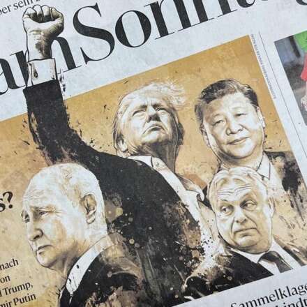 Work Donald trump politics usa presidential elections 2024 us election illustration newspaper illustration NZZ editorial wild west cowboy western showdown Kornel Illustration | Kornel Stadler