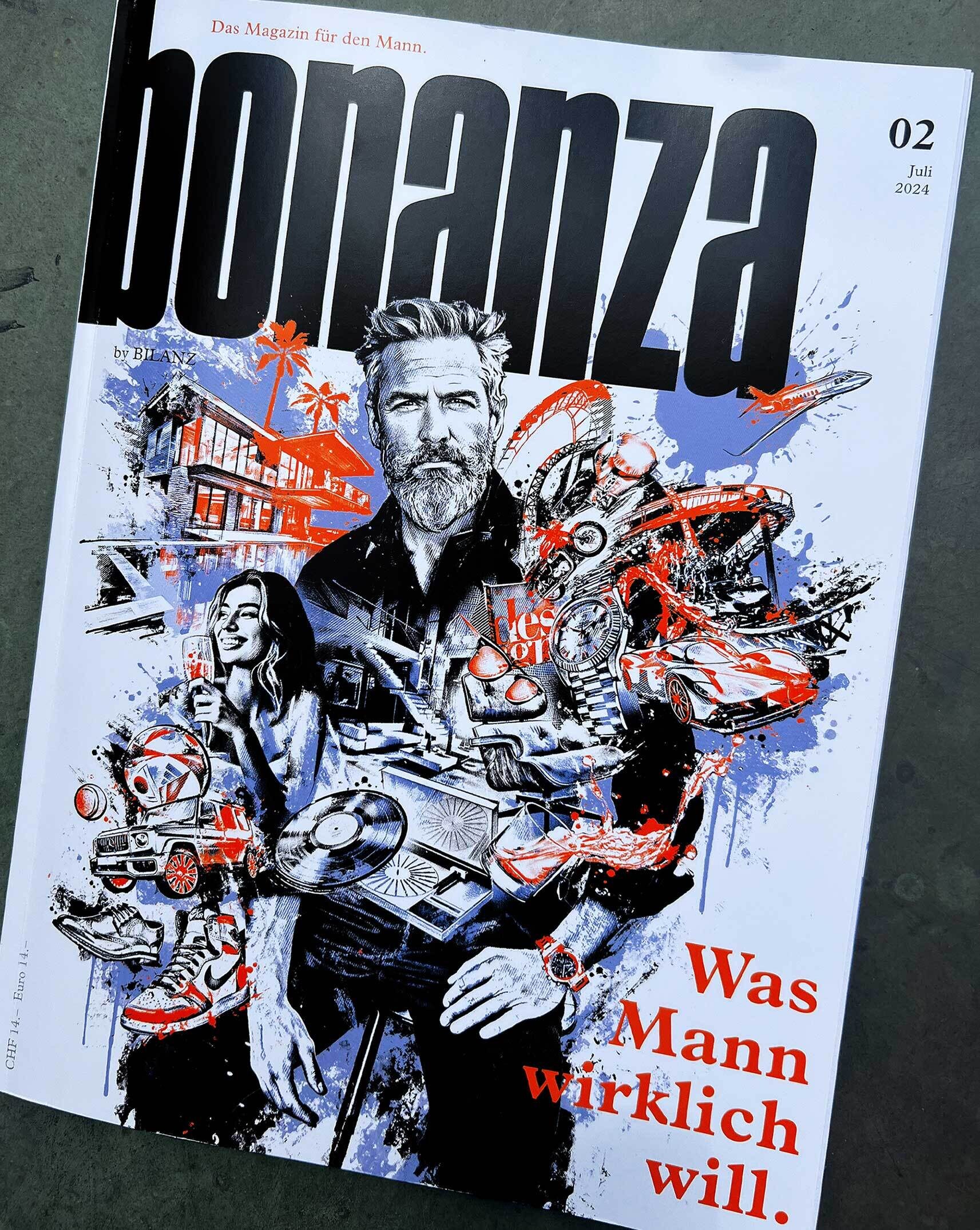 Mans world cover illustration design artwork magazine editorial illustrationart men luxery lifestyle goodlife sneaker eames lounge chair roli cars bike - Kornel Illustration | Kornel Stadler portfolio