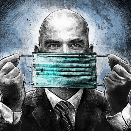 Work Alain berset portrait illustration corona schweigen editorial zeitung maske covid bundesrat schweiz Kornel Illustration | Kornel Stadler